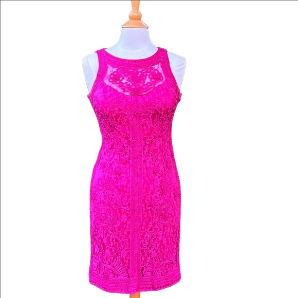 Sue Wong Pink Midi Dress with Elegant Design - Picture 2 of 8